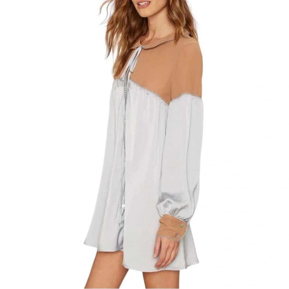 For Love & Lemons Skivvies Soliana Sleep Shirt Dress Women’s Small Lounge *Flaw - Picture 2 of 16